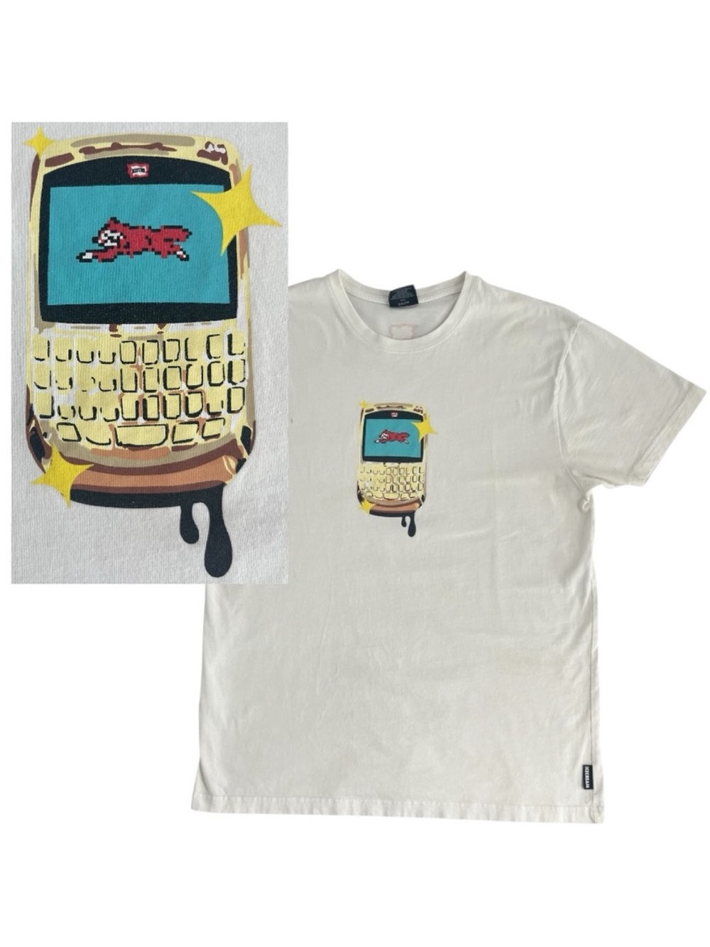 Blackberry Ice Cream Gold Fox OS T-shirt XL Retro Cell Phone Cotton